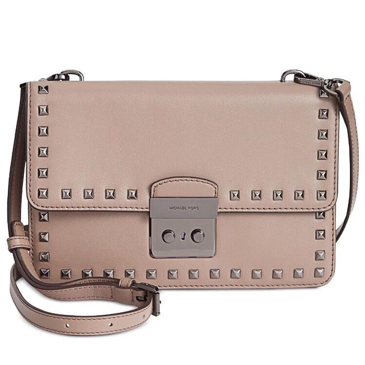 Michael Kors Sloan Studded Gusset Leather Dark Dune LG Crossbody