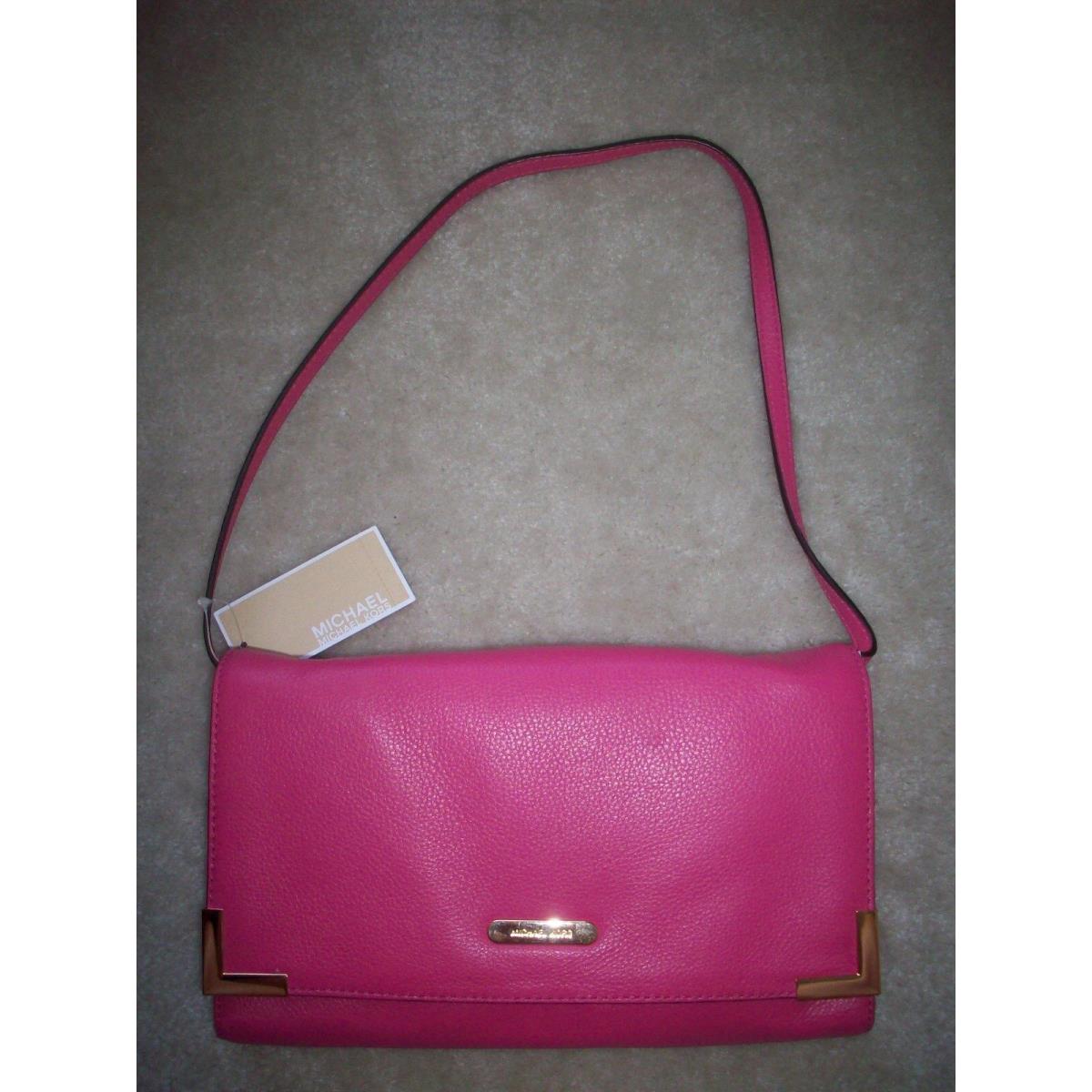 Michael Kors Zinnia Leather Beverly Clutch/shoulder Bag