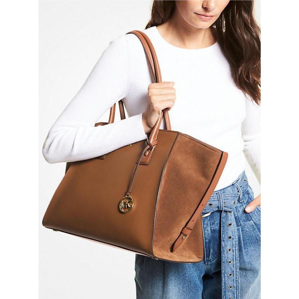 Michael Kors Avril Extra Large Leather Suede Tote Bag Luggage