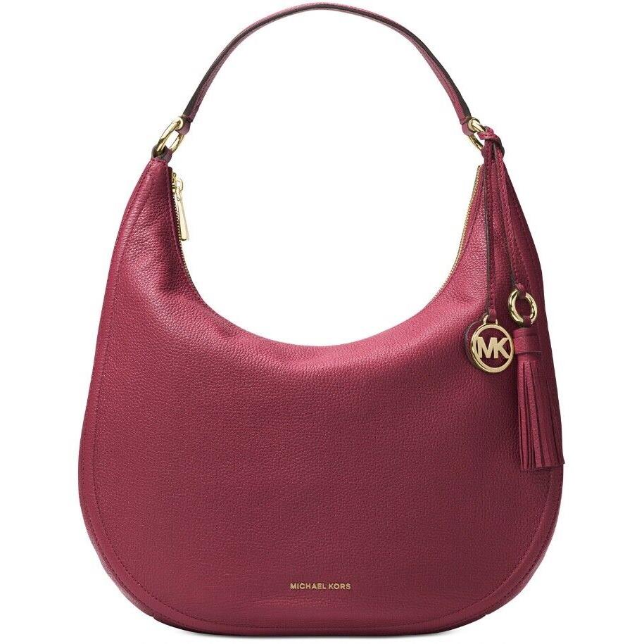 Michael Kors Lydia Leather Large Shoulder Hobo Bag Mulberry