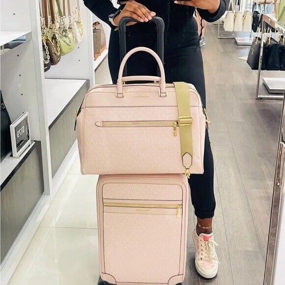Michael Kors Lady MK Travel Luggage Large Top Zip Weekender Bag- DK Powder Blush