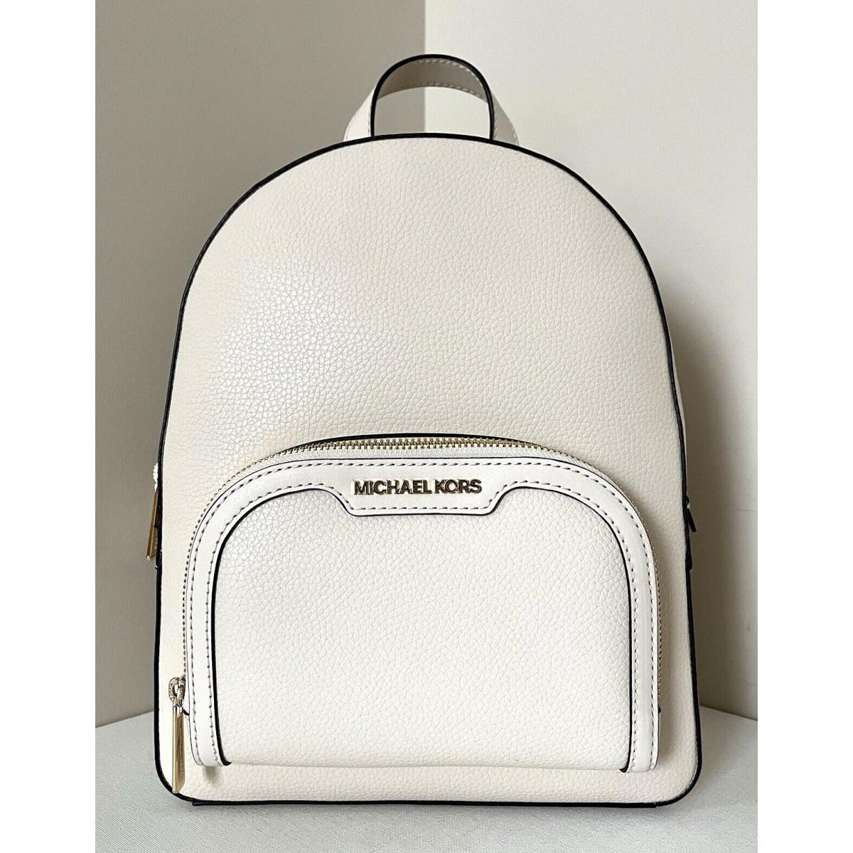 Michael Kors Jaycee Medium Pebbled Leather Backpack Light Cream / Dust Bag