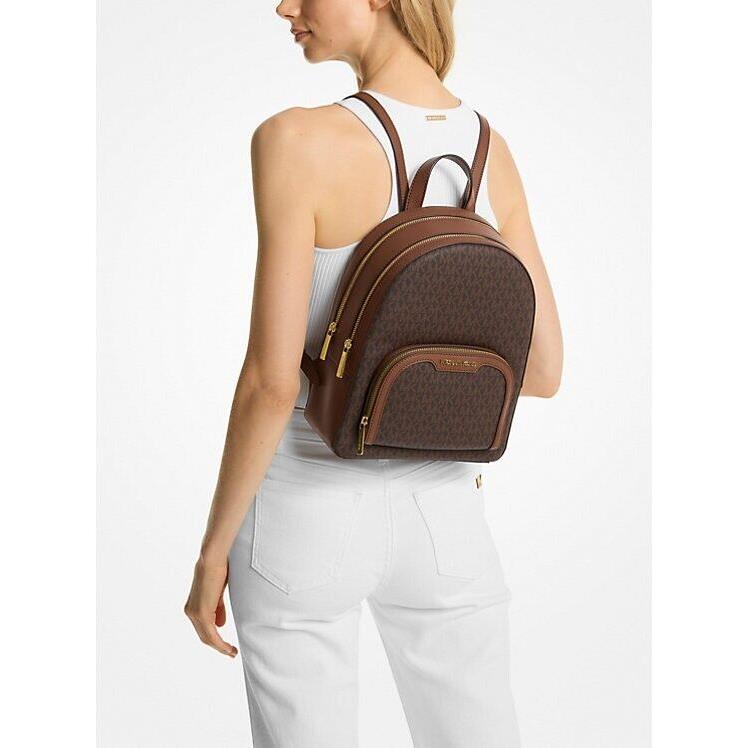 Michael Kors Jaycee Medium Logo Backpack Brown with Dust Bag