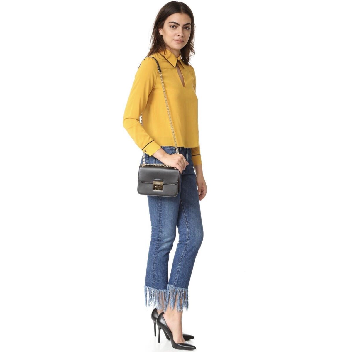 Michael Kors Sloan Editor Medium Chain Shoulder Bag Leather Black