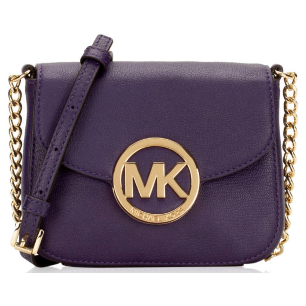 Michael Kors Fulton Women MK Flap Shoulder Bag Crossbody Iris Leather 38S8CFTC5L