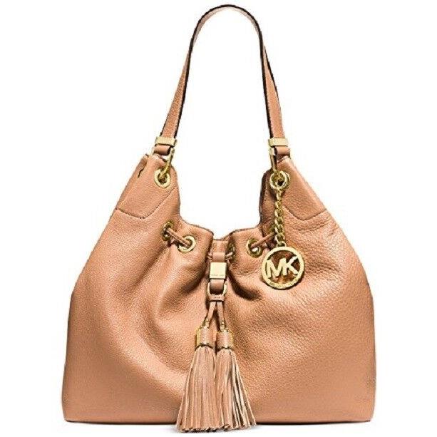 Michael Kors Women`s Camden Large Drawstring Shoulder Tote Suntan Leather - Exterior: Beige