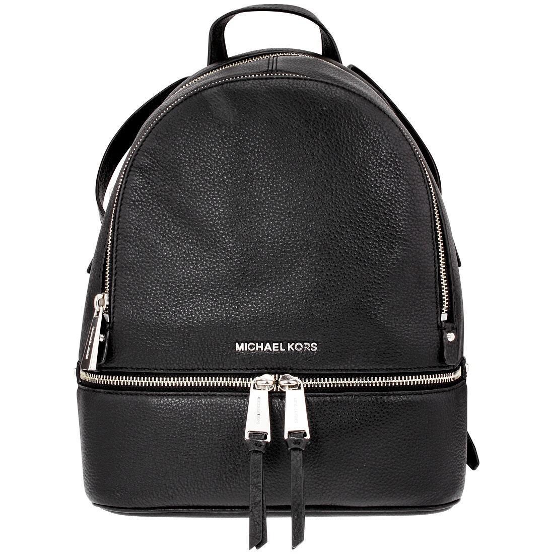 Michael Kors Women`s Leather Backpack - Small Black Silver