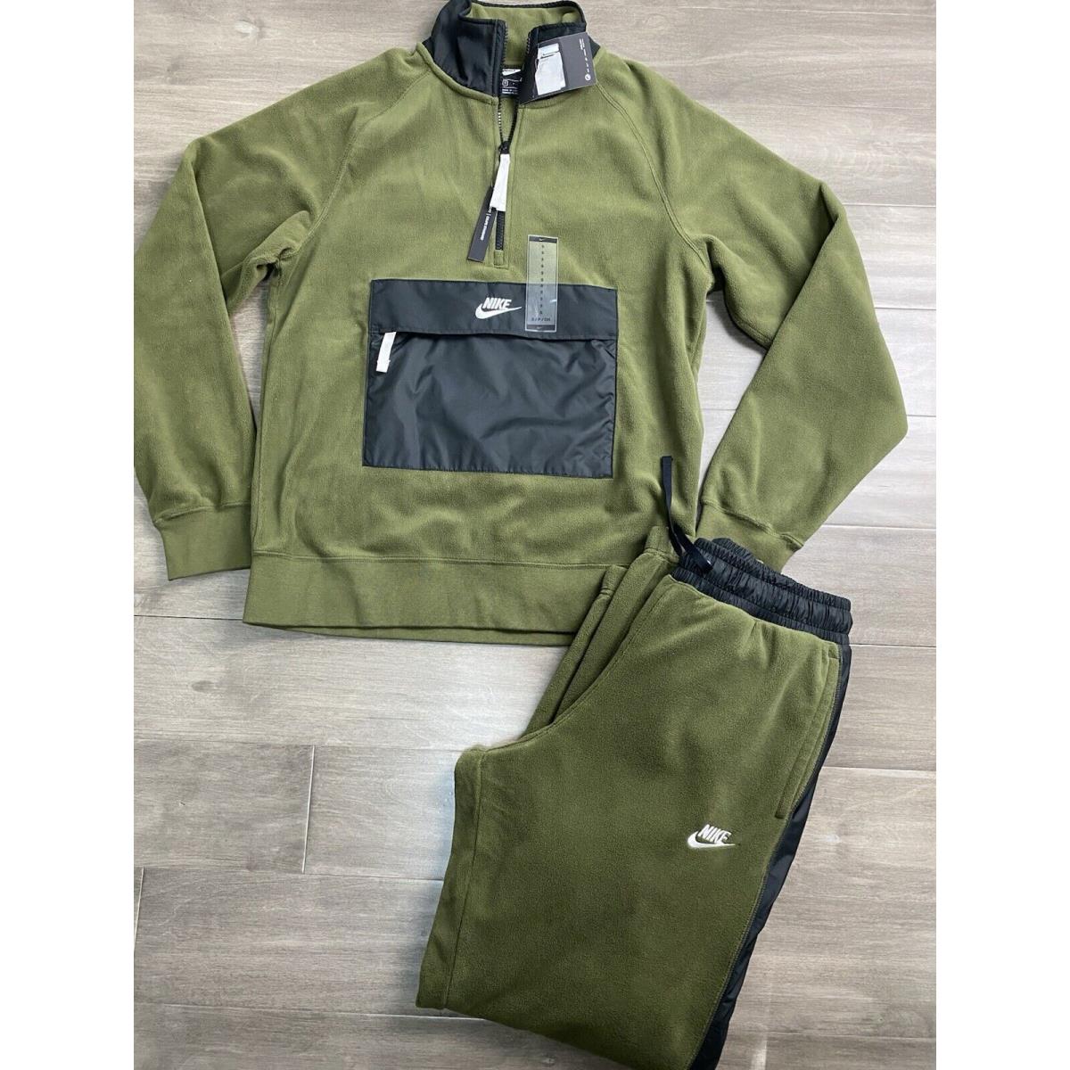 Nike Sportswear Polar Fleece Joggers Jacket Set Green CJ4548-395 Mens Size S