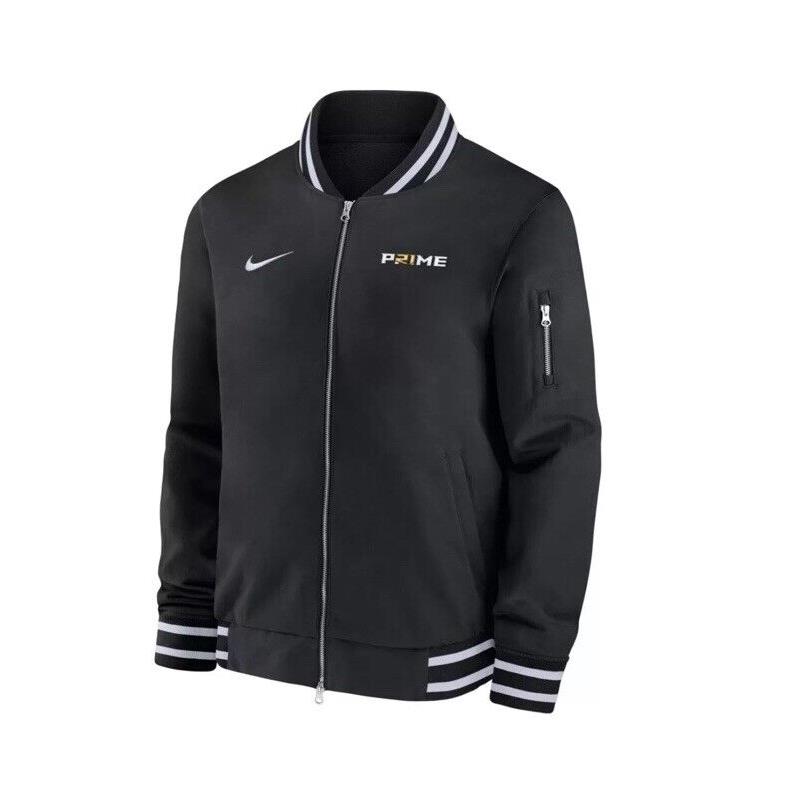 Men`s Sz XL Nike Prime Full Zip Bomber Jacket Black Deion Sanders Colorado