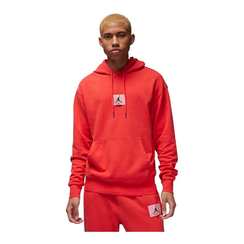 Mens Jordan Flight Fleece Washed Pullover Hoodie_lobster FB7290-604-SIZE S