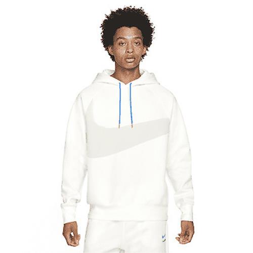 Men`s Nike White/gray Sportswear Swoosh Tech Fleece Pullover Hoodie DD8222