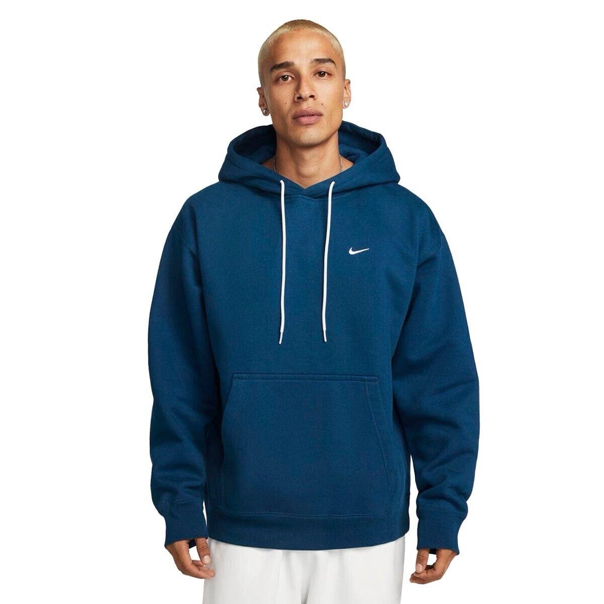Nike Rare Solo Swoosh Mens Fleece Hoodie Size Small CV0552-460 Valerian Blue
