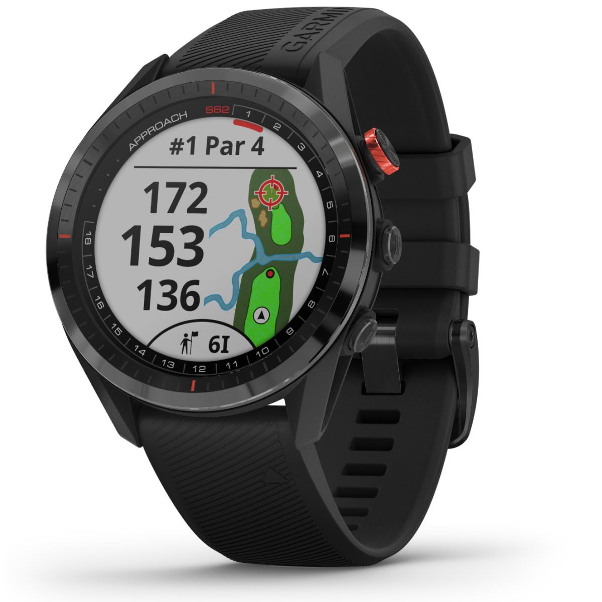 Garmin Approach S62 Black Ceramic Bezel with Black Band Premium Gps Golf Watch