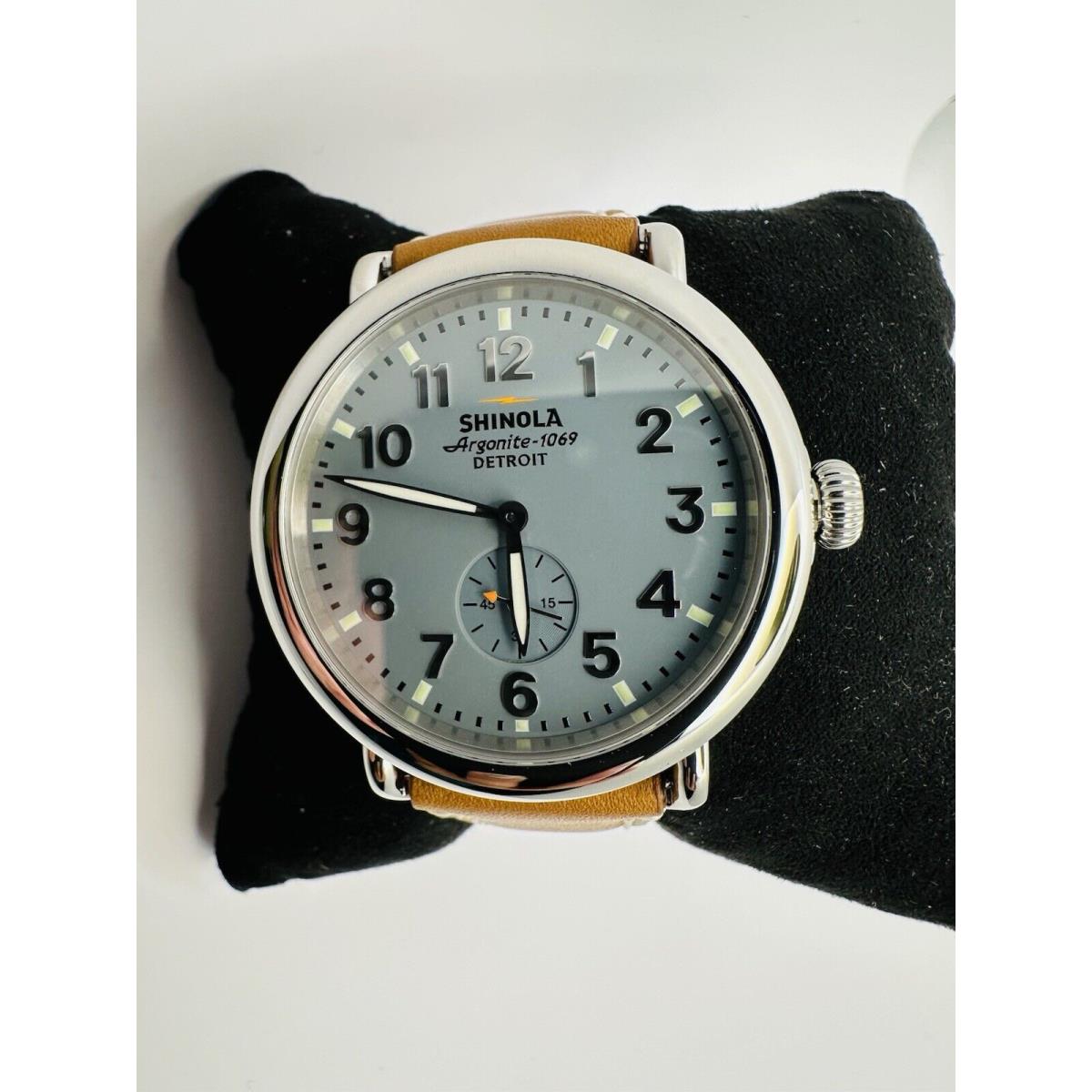 The Runwell Light Blue Dial Brown Leather Watch 41mm S0110000024 by Shinola