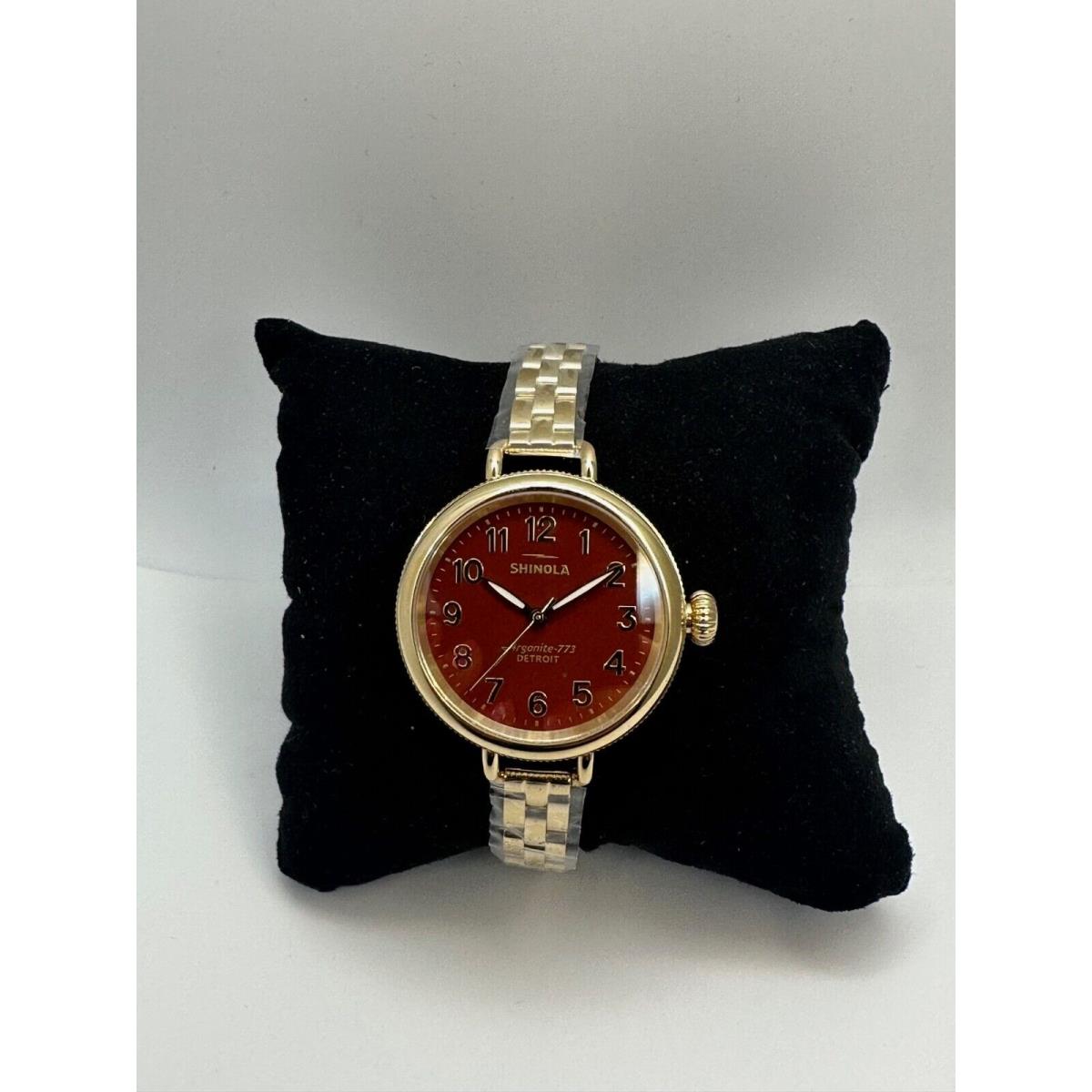 The Birdy 34mm Red Jasper Dial Gold Pvd Watch S0120291078 by Shinola