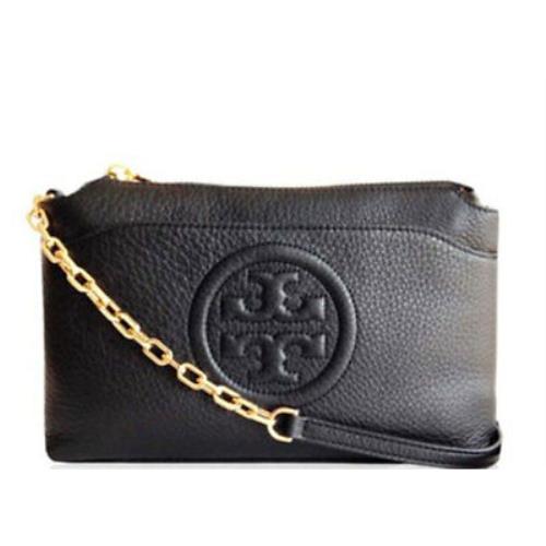 Tory Burch Bombe T Combo Large Crossbody Clutch Black Leather