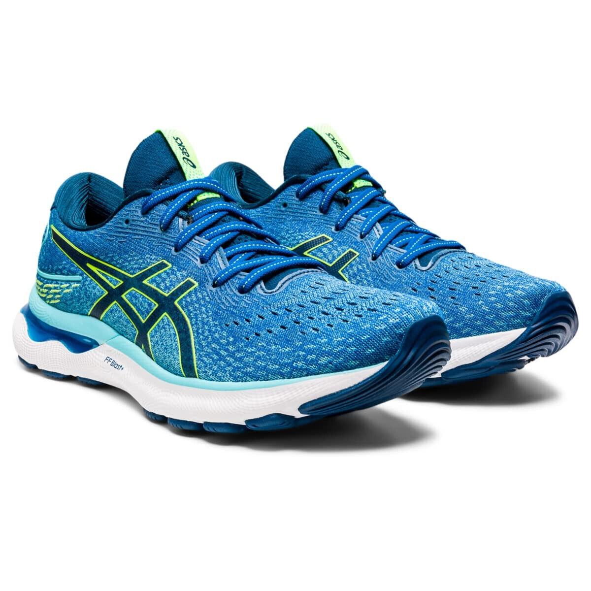 Asics Men`s Gel-nimbus 24 Running Shoes Lake Drive/hazard Green Size 9 4E Wide