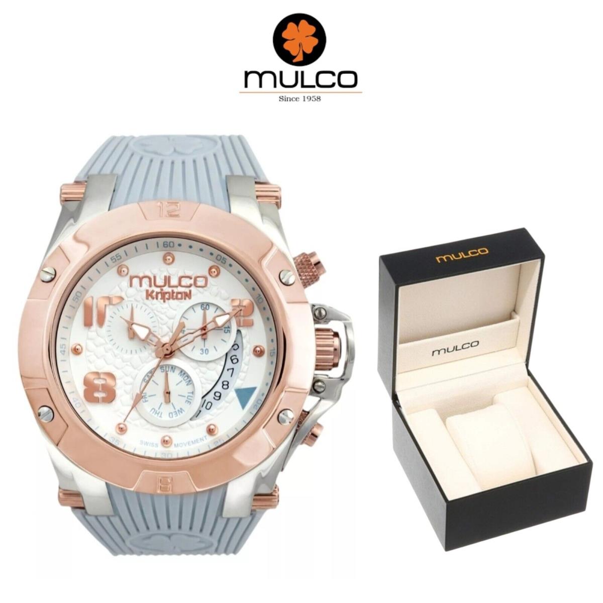 Mulco Kripton MW5-2029-012 Chronograph Watch with White Silicone Strap Light Blue