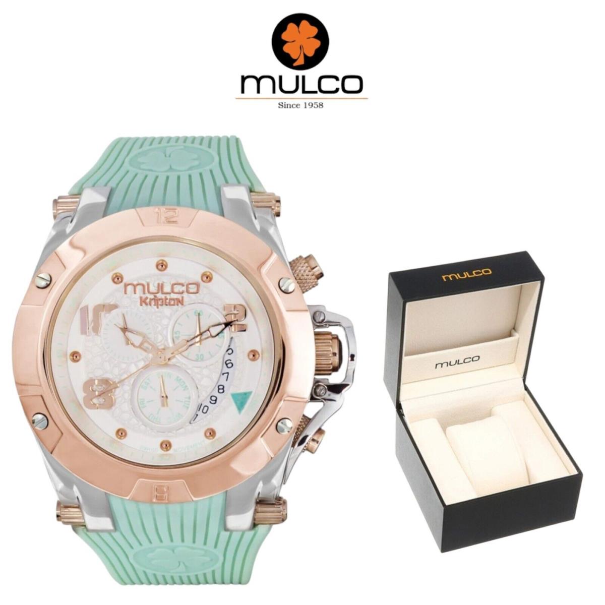 Mulco Kripton MW5-2029-012 Chronograph Watch with White Silicone Strap Turquoise