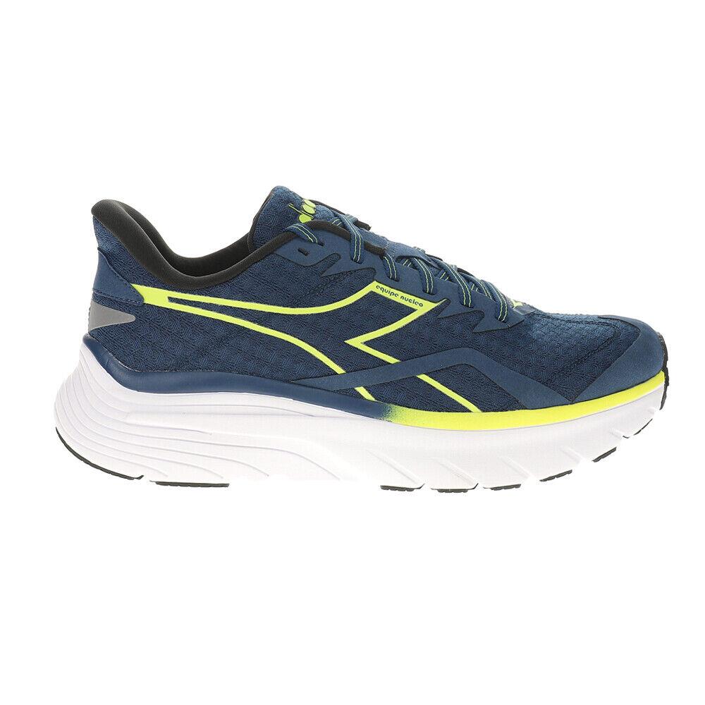 Diadora Equipe Nucleo Running Mens Blue White Yellow Sneakers Athletic Shoes - Blue, White, Yellow