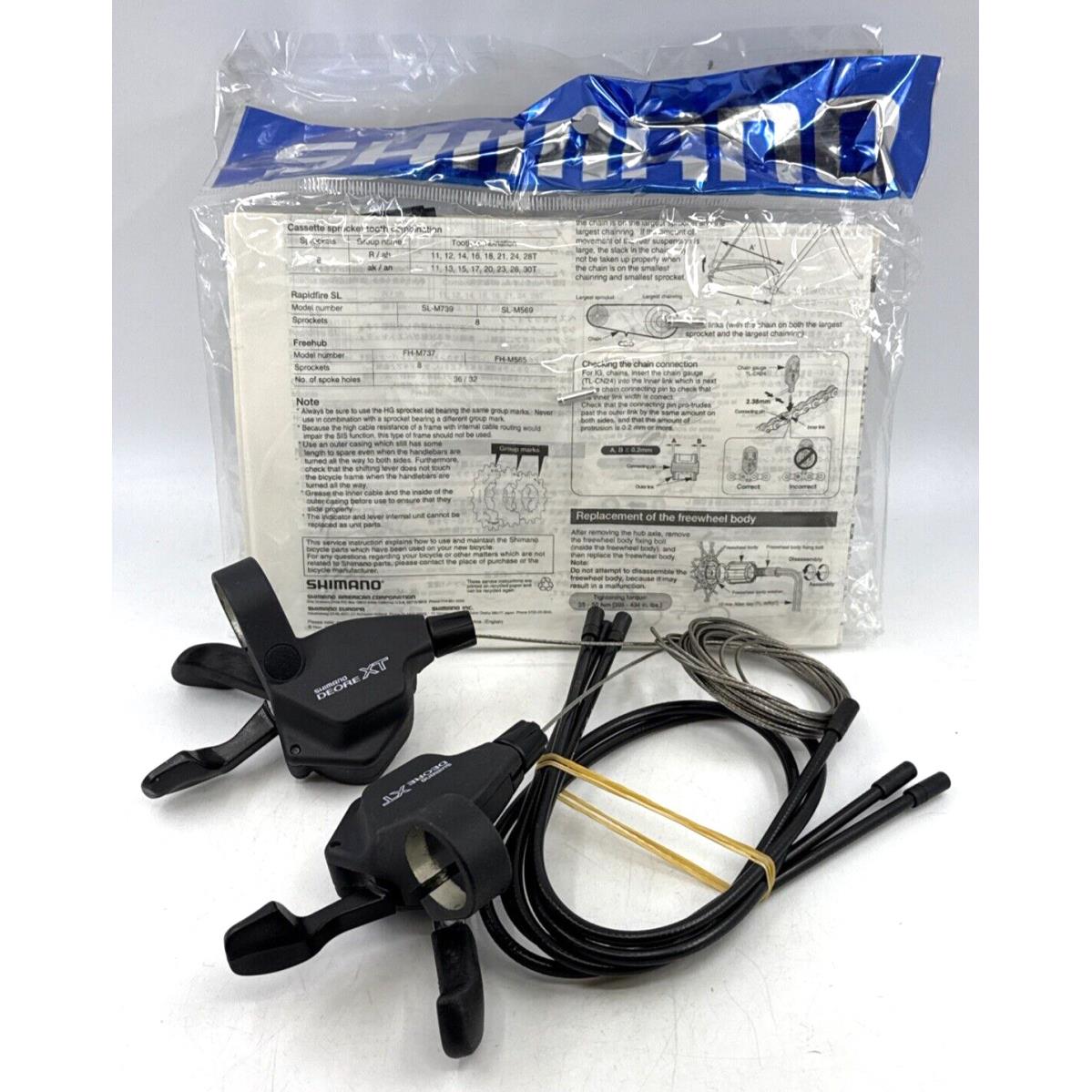 Nos Shimano Deore XT SL-M739 Trigger Shifter Set Mtb 3 x 8 Speed Rapidfire Black