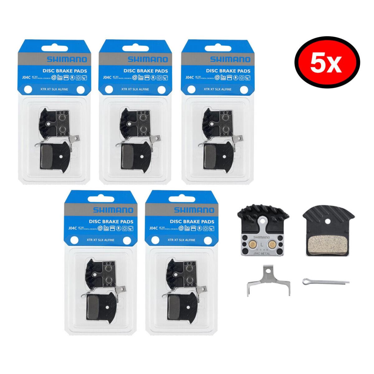 5 Pairs of Shimano J04C Metallic Disc Brake Pad Metallic