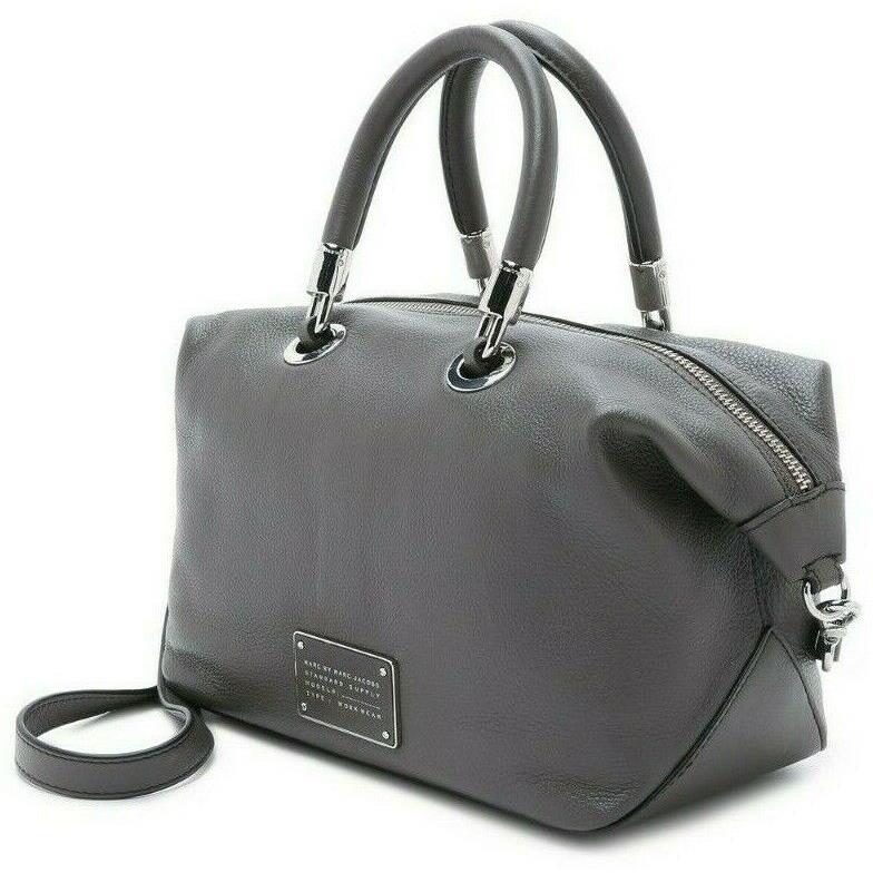 Marc Jacobs Too Hot TO Handle Italian Leather Grey Top Zip Satchel Bag - Handle/Strap: Gray, Hardware: Silver, Exterior: FADED ALUMINUM GREY SILVER