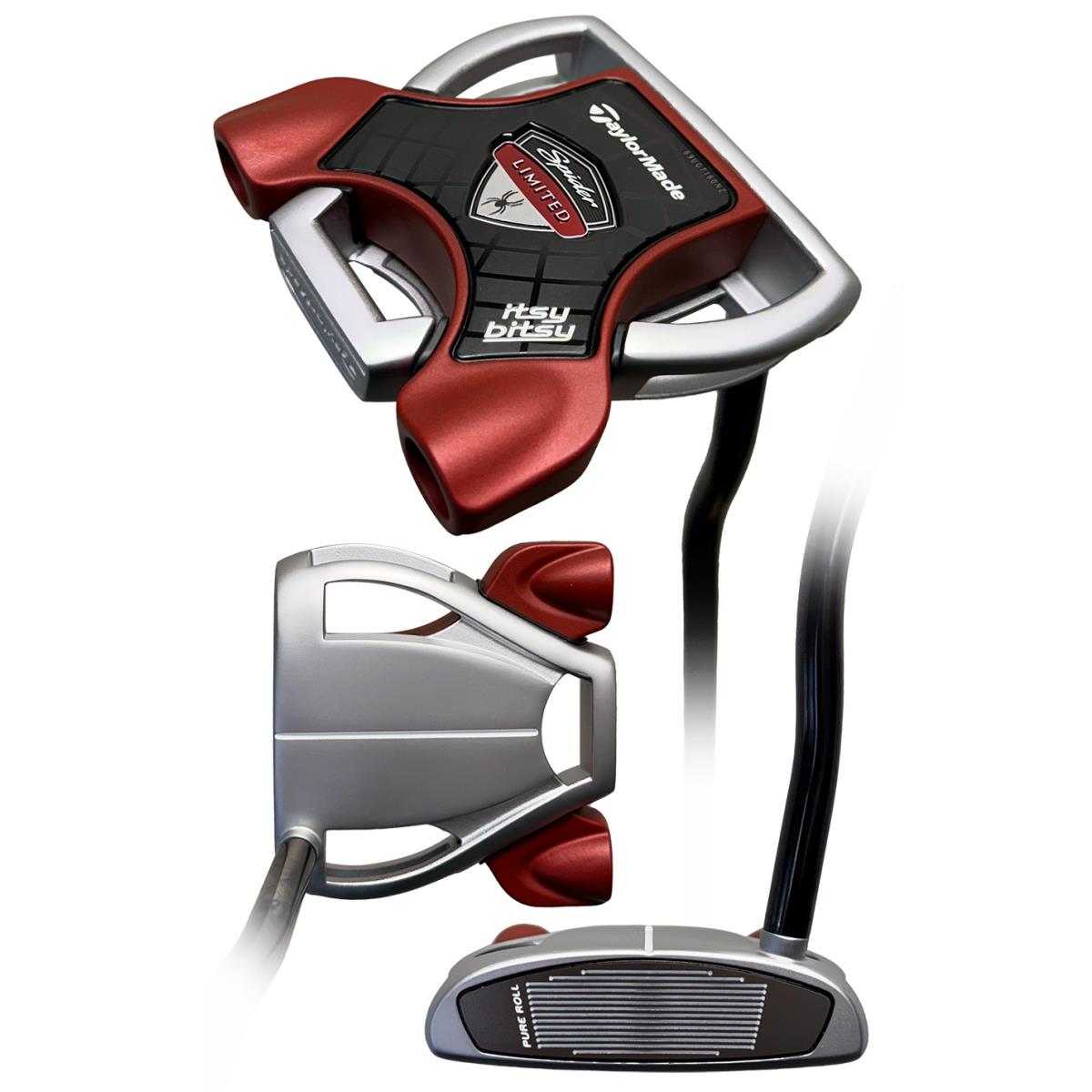 Taylormade Spider Limited Itsy Bitsy Silver and Red Putter Double Bend - Silver & Red