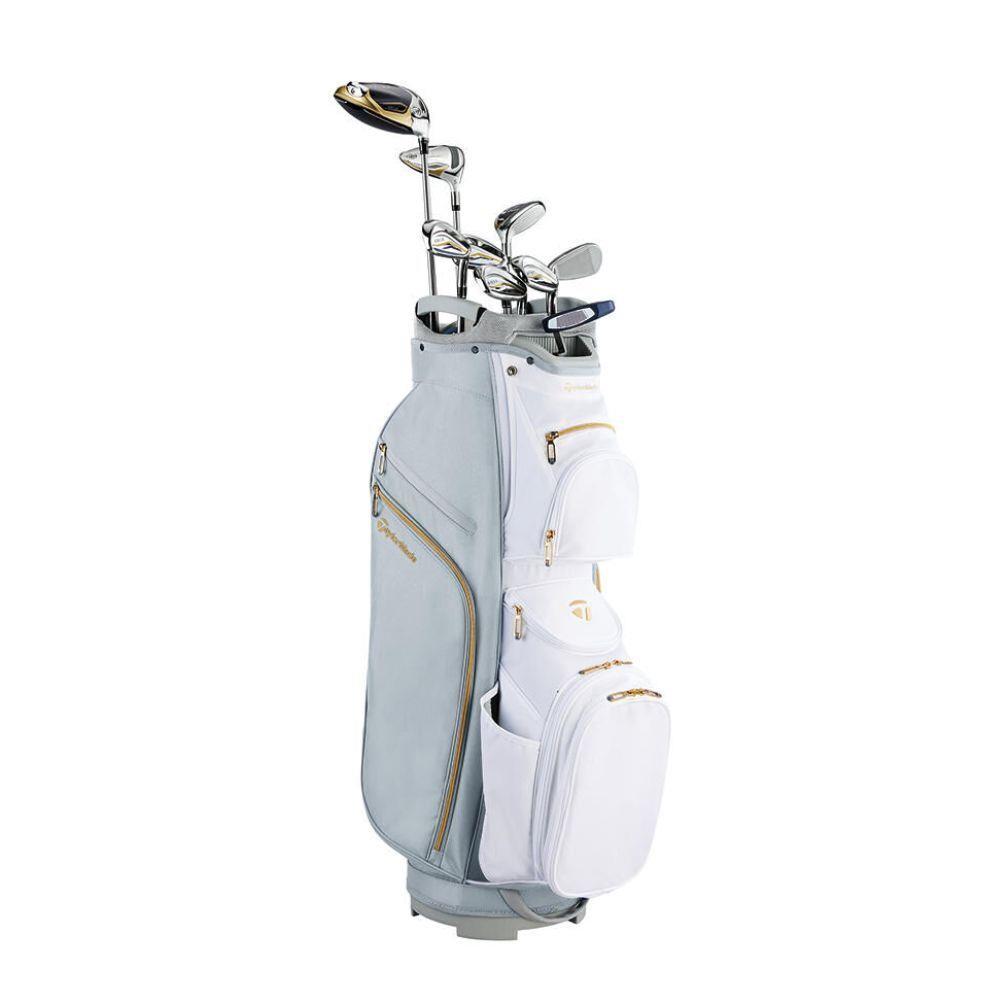 Taylormade Kalea Gold Ladies Complete Set Right Hand Cart Bag Grey/white - Gold, Grey, White