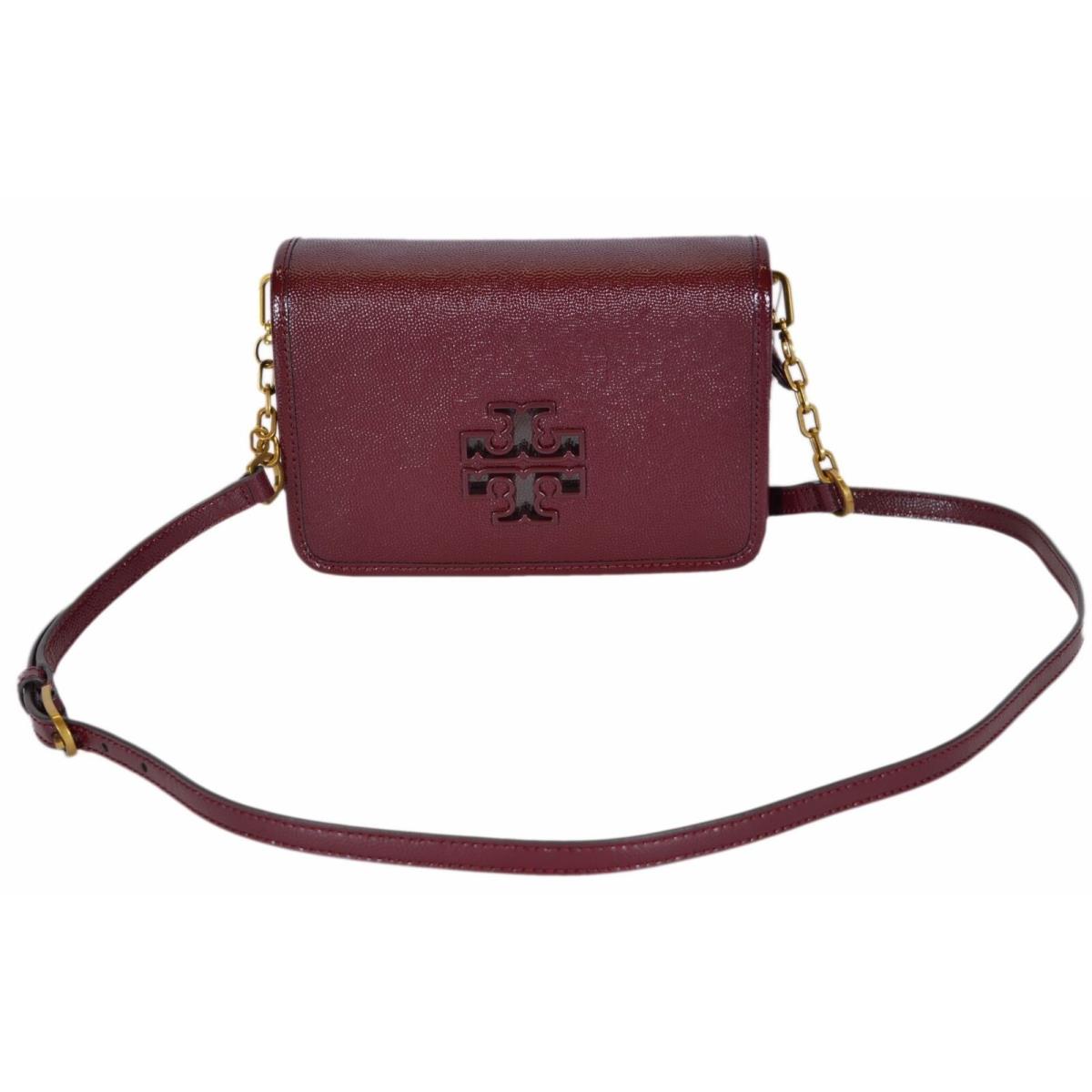 Tory Burch Agate Patent Leather Mini Britten Crossbody Purse Bag Clutch