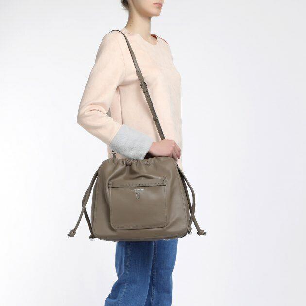 Marc Jacobs Tied Up Hobo Crossbody Bag Mushroom Drawstring Leather Logo