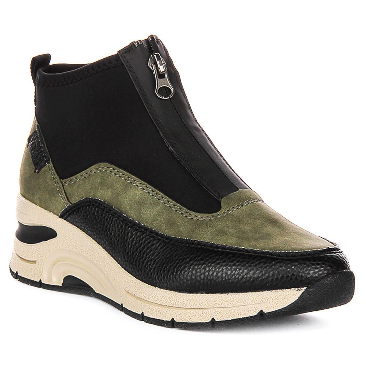 Rieker N9362-54 Front Zip Casual Boot Womens Sneakers Khaki US 6 - 10 KHAKI