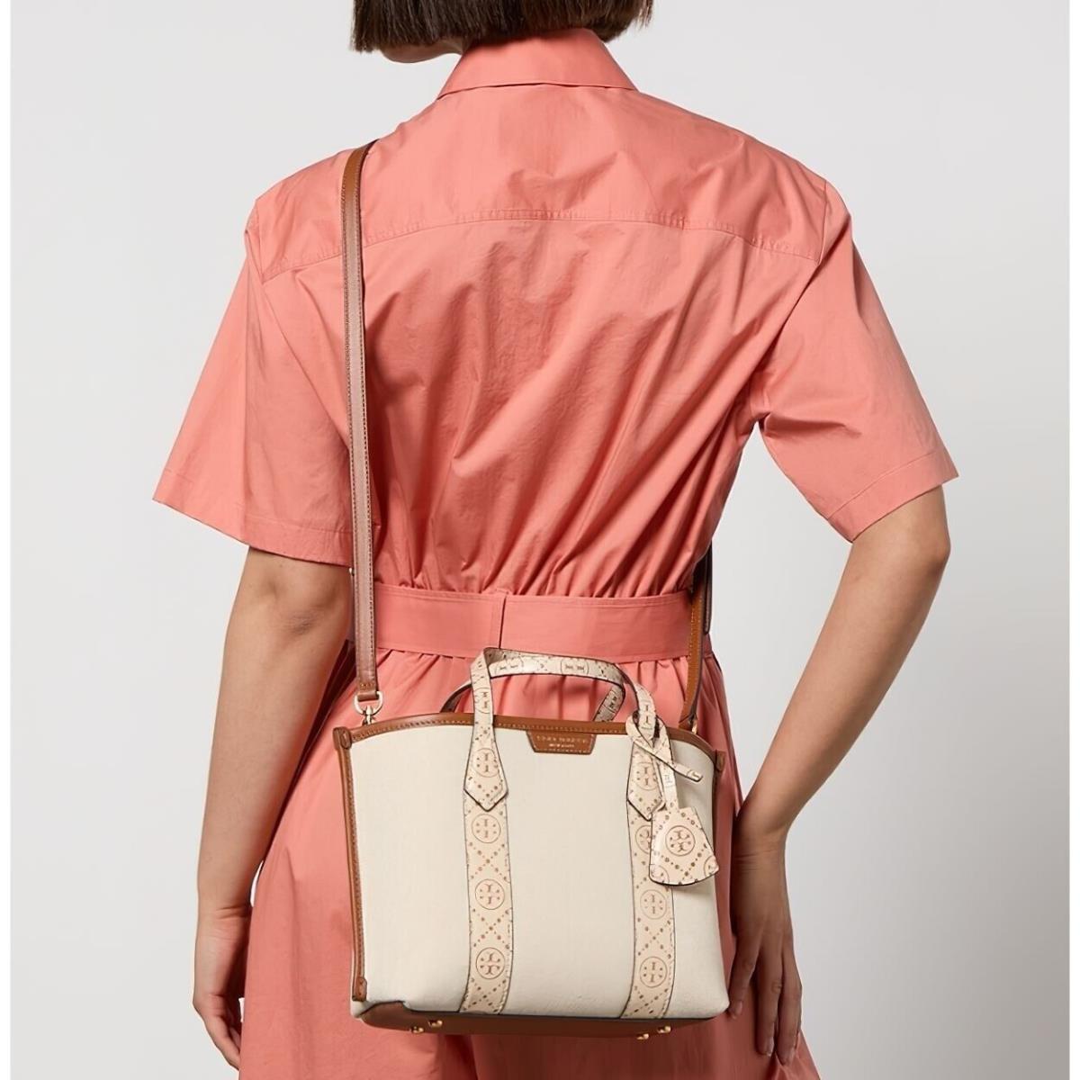 Tory Burch Small Perry Canvas Tote Bag White Multi OS