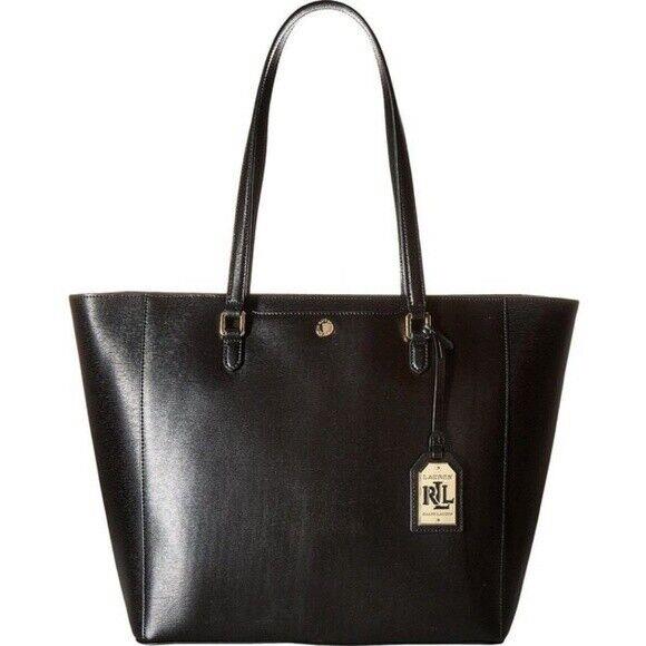 Ralph Lauren Women`s Bag Newbury Saffiano Leather Halee Shopper Tote Black
