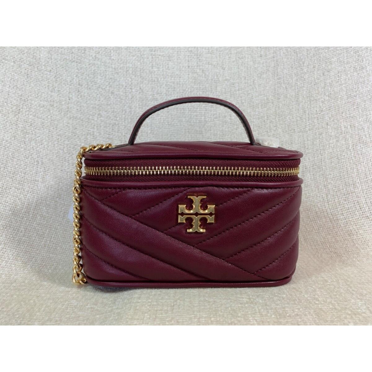 Tory Burch Imperial Garnet Kira Chevron Mini Vanity Case/shoulder Bag