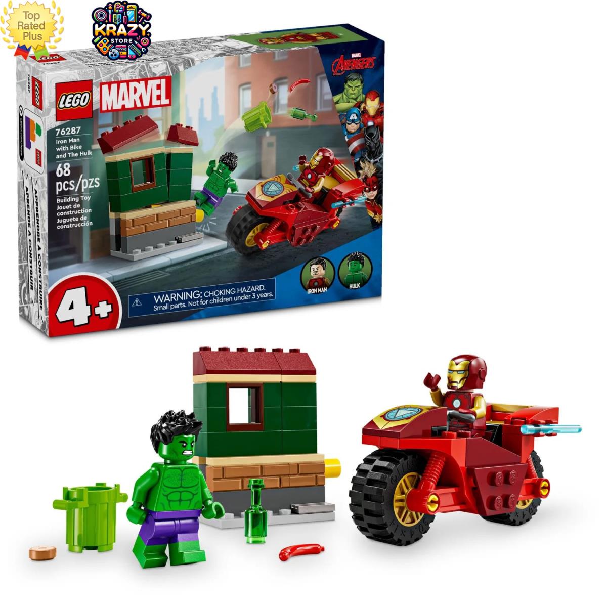 Marvel Iron Man Hulk Building Set with Bike 2 Minifigures