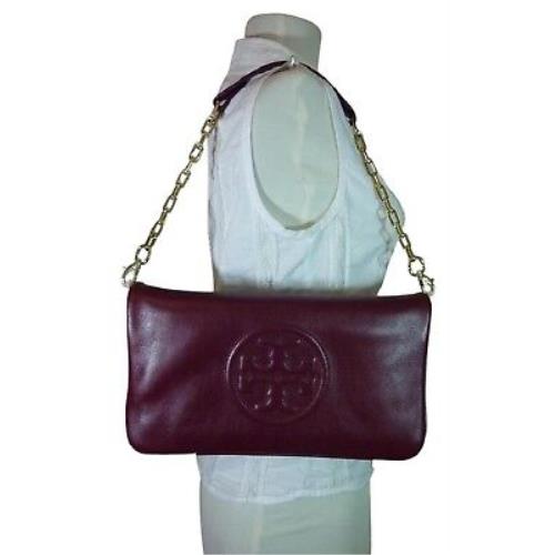 Tory Burch Red Agate Leather Bombe Reva Shoulder Bag/clutch