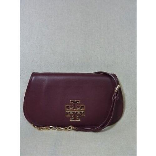 Tory Burch Red Agate Leather Britten Cross Body Bag/clutch