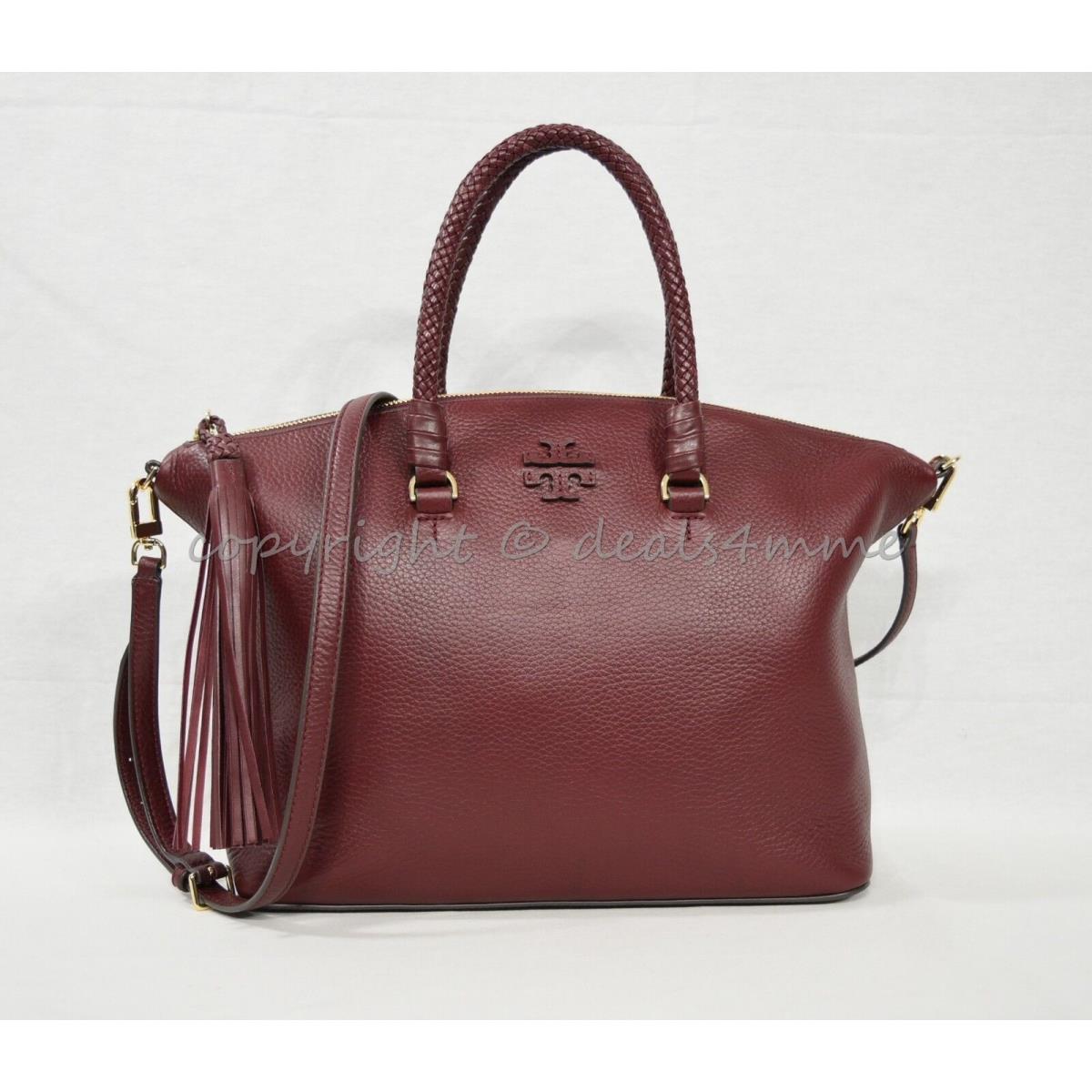 Tory Burch Taylor Satchel/shoulder Bag in Pebble Leather. Imperial Garnet