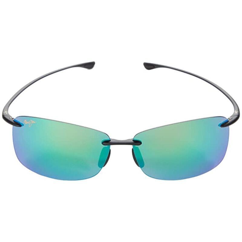 Unisex Akau Polarized Rimless Sunglasses Black Matte/mauigreen-l by Maui Jim