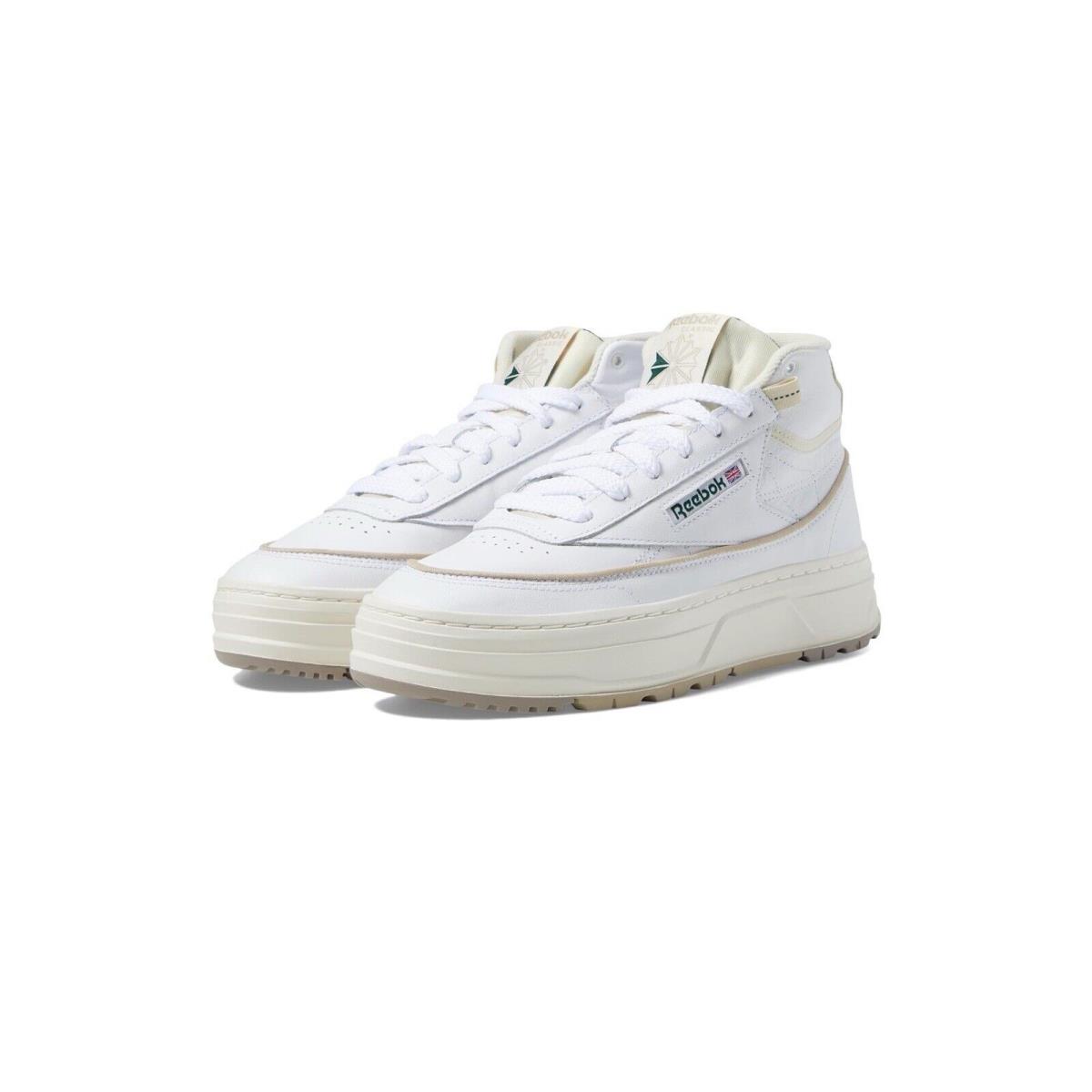 Woman`s Sneakers Athletic Shoes Reebok Lifestyle Club C Geo Mid - White/Chalk/Dark Green