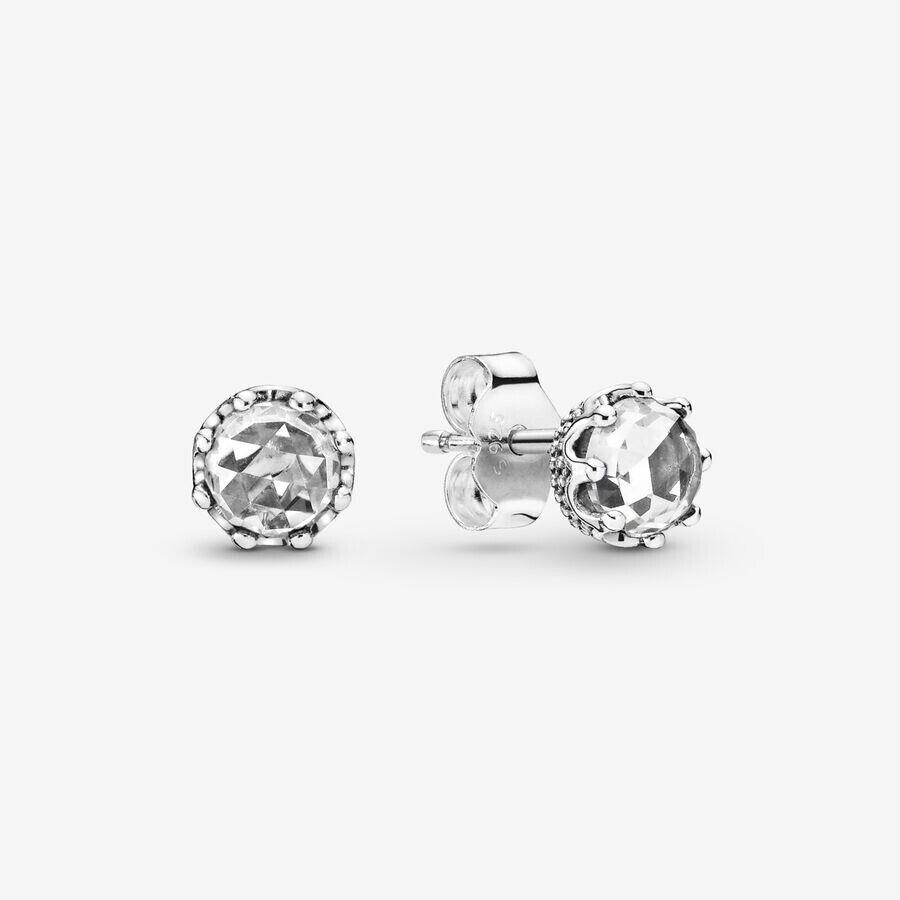 Pandora Moments Silver Clear Sparkling Crown Stud Earrings 298311CZ