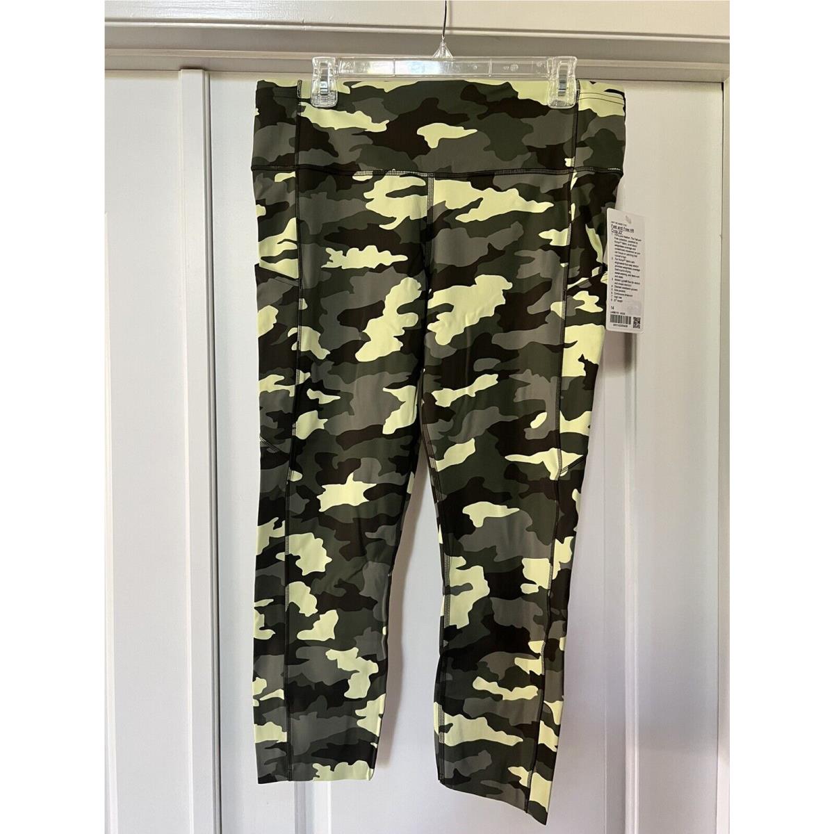 Lululemon Fast Free HR Crop Tight 23 Heritage Camo Crispin Green 14 Euc
