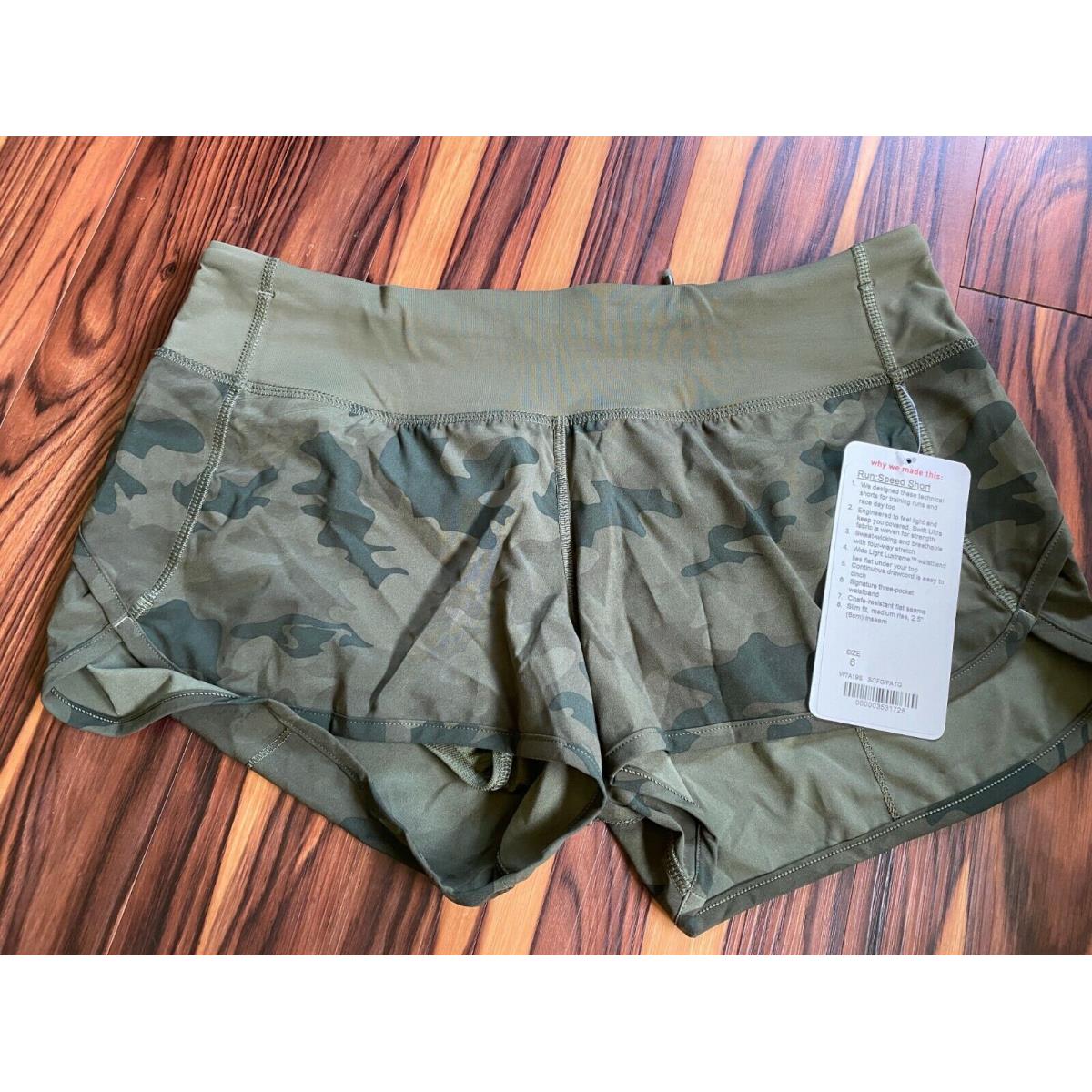 Lululemon Speed Shorts Size 6 - Savasana Camo 20cm Fatigue Green - Unicorn