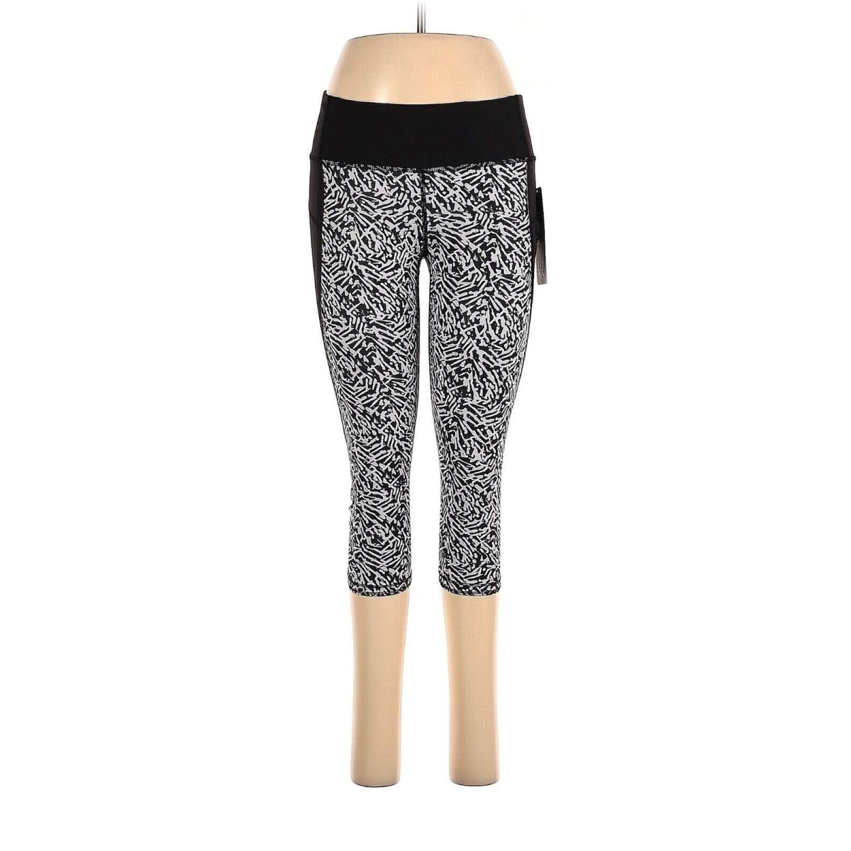 Lululemon Athletica Animal Print Black White Run: Top Speed Crop Leggings - US 6