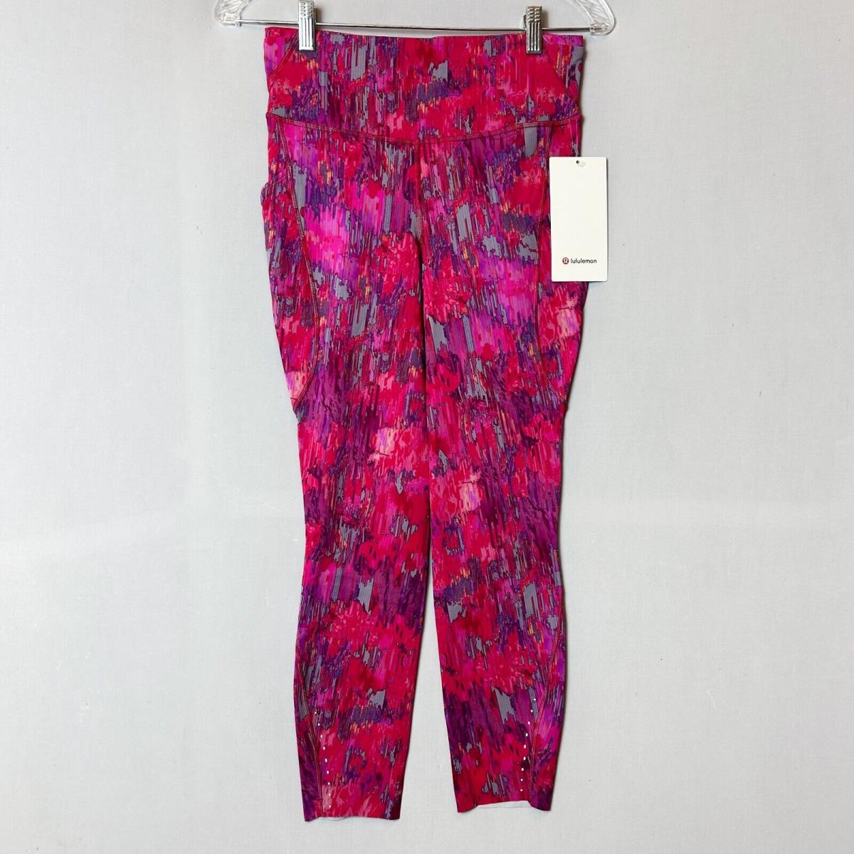 Lululemon Women`s Fast Free High Rise Tight Leggings 25 Pockets Size 6 Pink