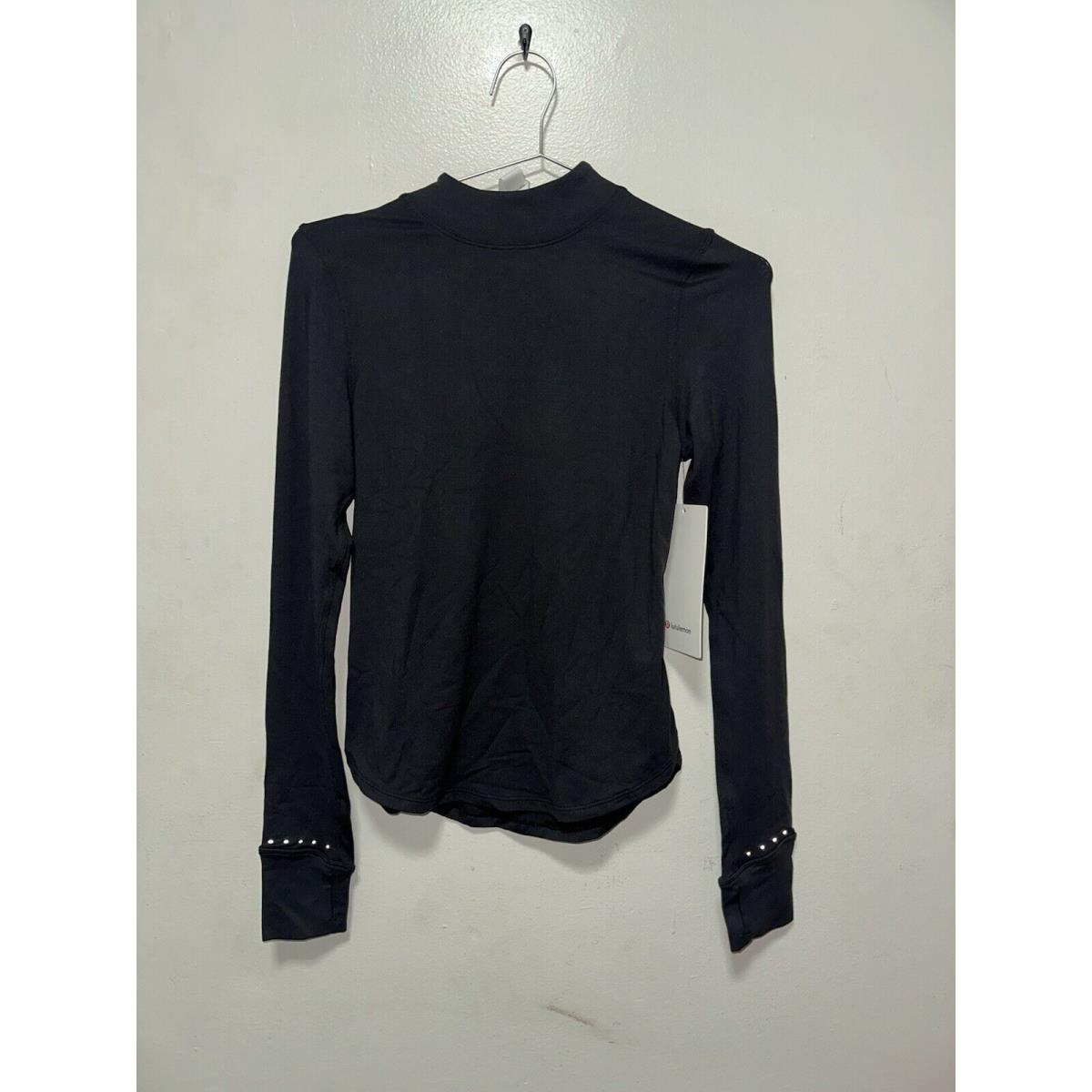 Lululemon Rulu Running Mockneck Long-sleeve Shirt Size 2 Black