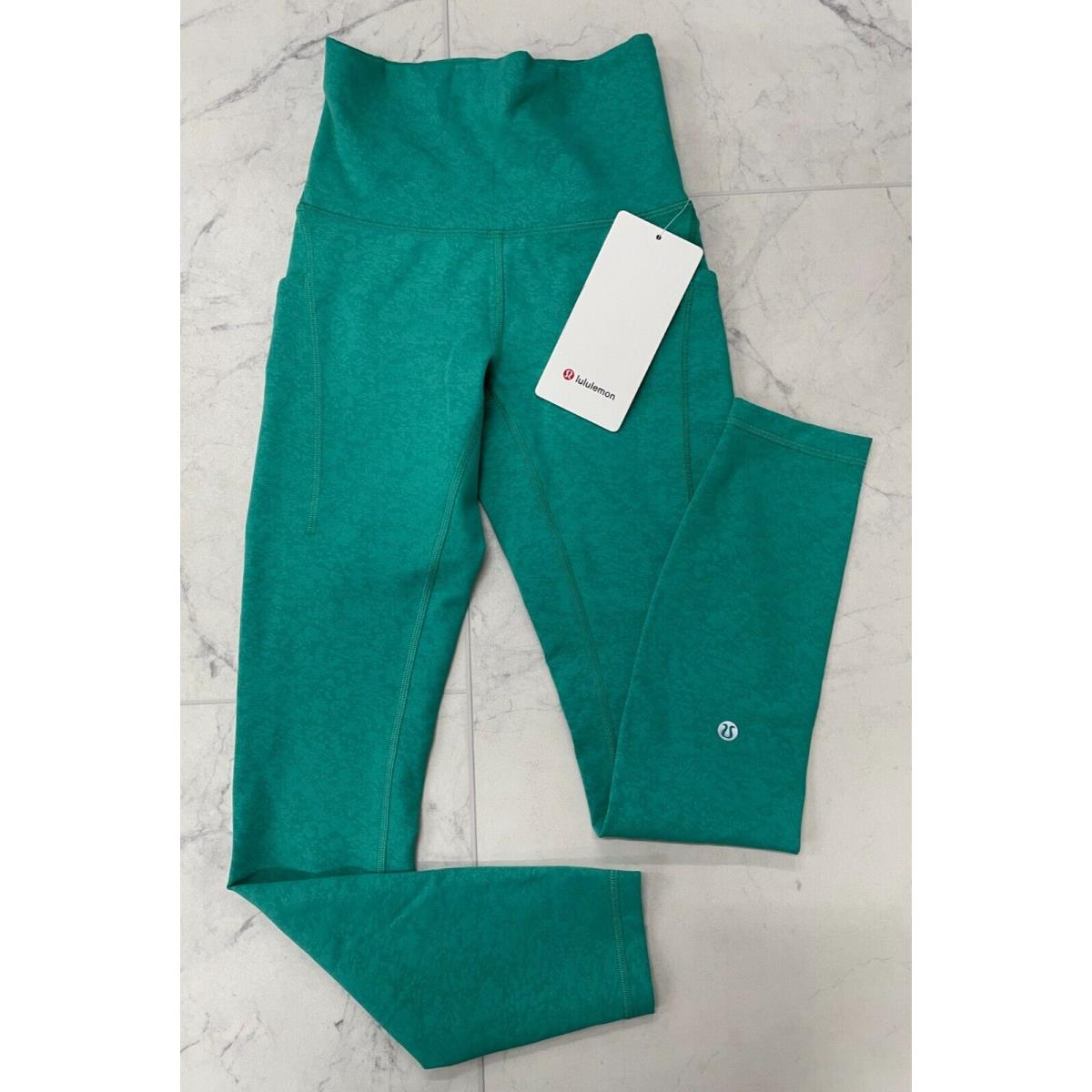 Lululemon Wunder Train HR Tight 25`` In Blaze Maldive Green Size:2