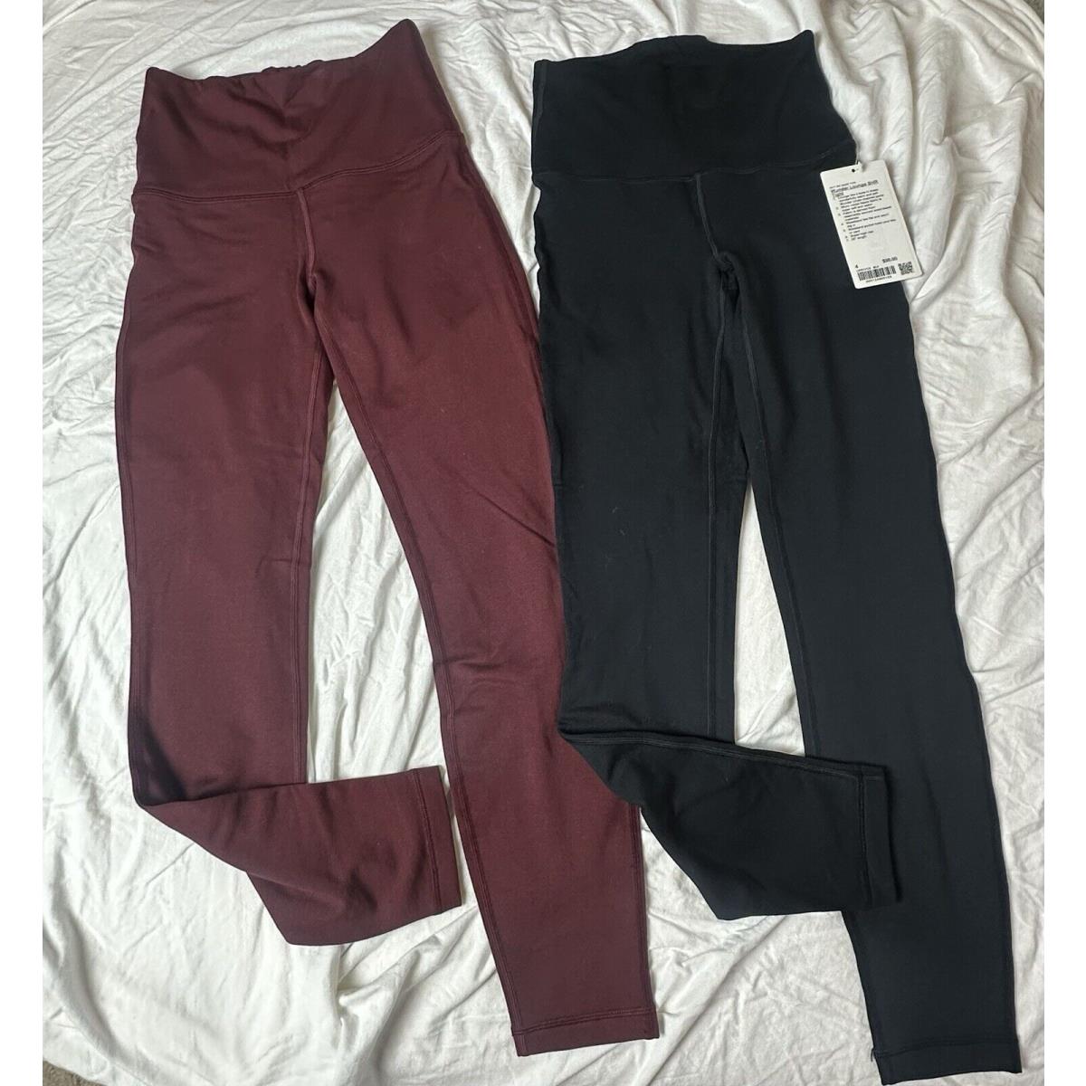 2 Pair Lululemon Wonder Lounge Leggings Size 4 28 Length 1 Blk 1 Burgundy