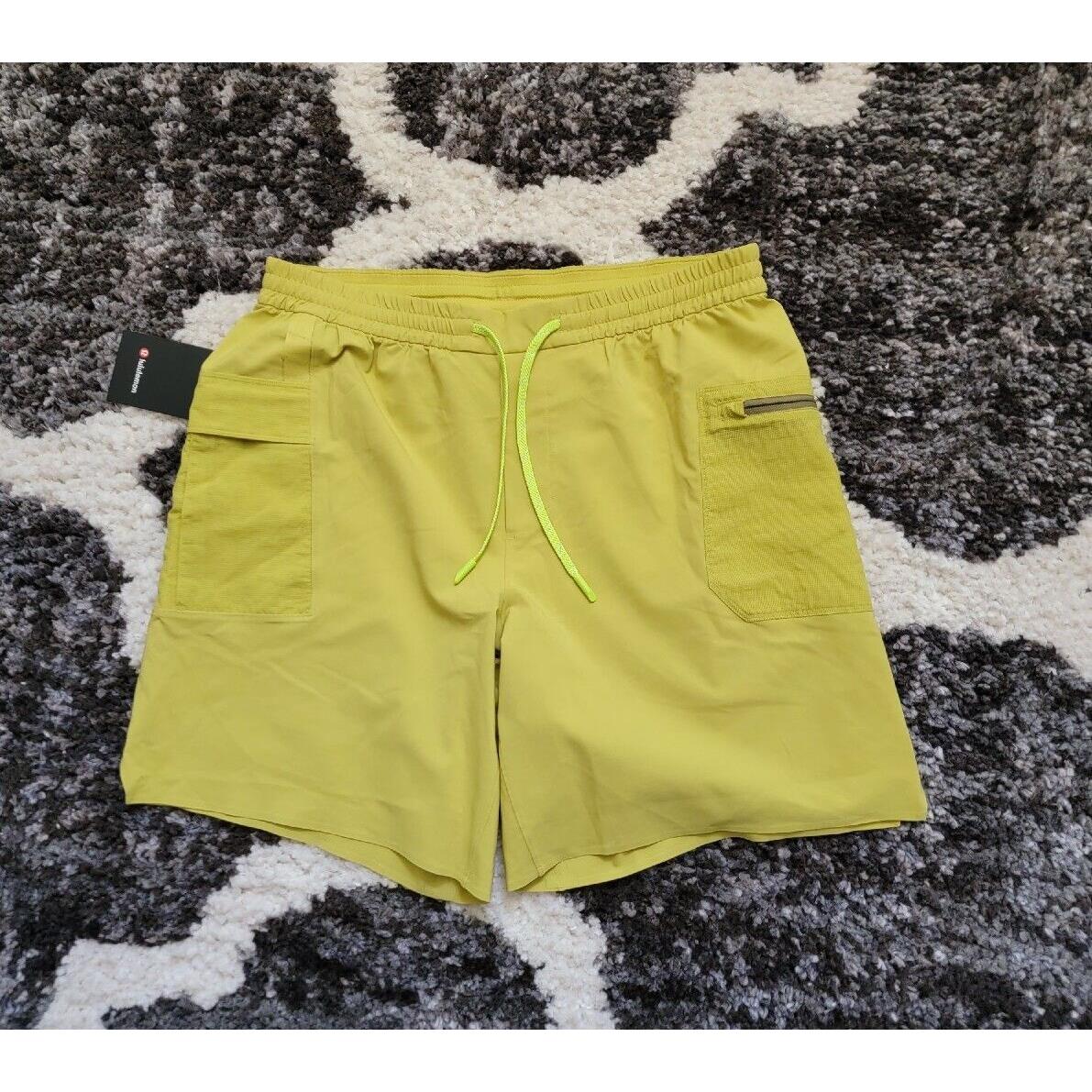 Men`s Lululemon Water-repellent Hiking Short 8 Ylwp Yellow Green Size L